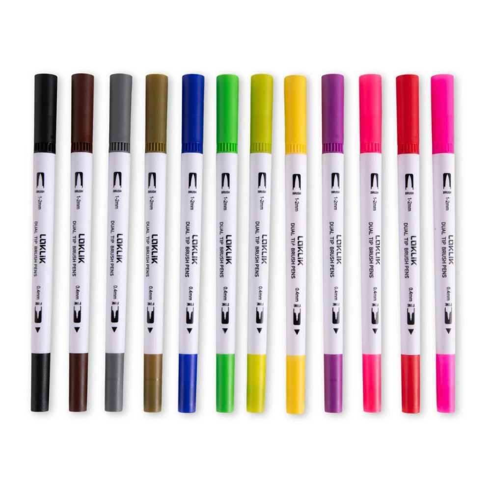 Pentel Brush Sign Stift 10er Set – Zwei Spitzen (breit/fein), Korallenrosa, Wasserbasierte Mischbare Tinte